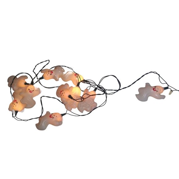 VTG Pumpkin Hollow Smiling Ghosts Indoor/Outdoor 10 Piece String Light Set 1996 - Picture 4 of 4